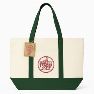 NWT Limited Edition Trader Joe's Large Green Canvas Tote Bag